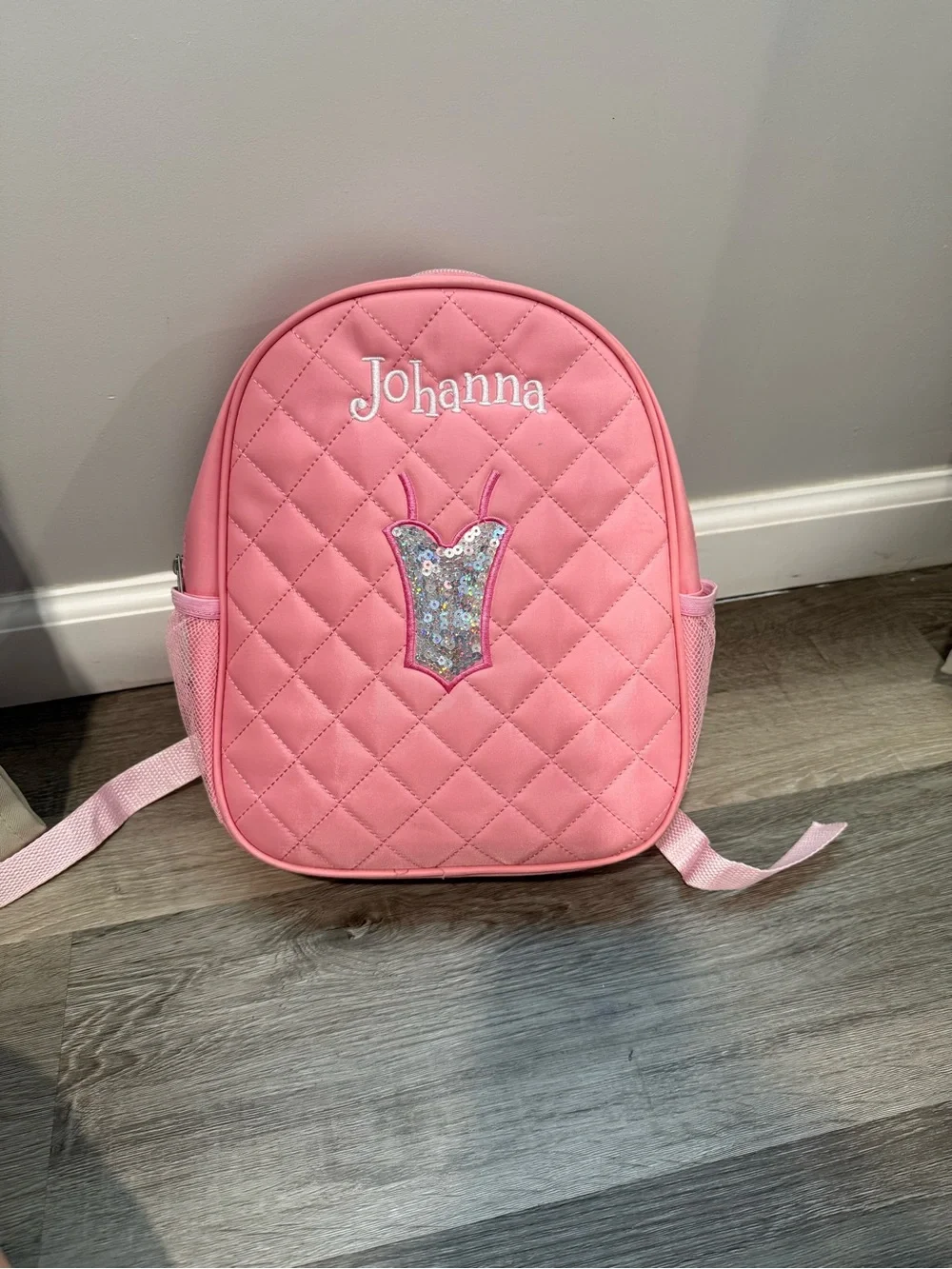 Othr Pink Quilted Kids Backpack with Sequin Ballerina